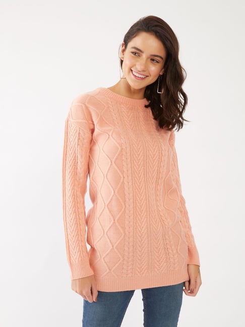 Buy Zink London Peach Textured Sweater 