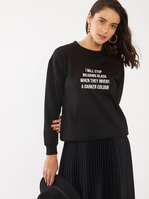 Zink London Black Graphic Print Sweatshirt-picture-43