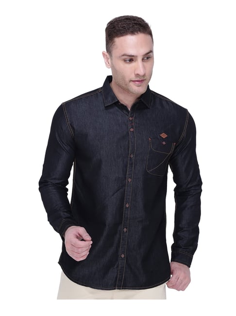 Buy Gaz America Men's Black Full Sleeve Regulr Collar Denim Shirt.  (X-Large, BLACK10) Online at Best Prices in India - JioMart.