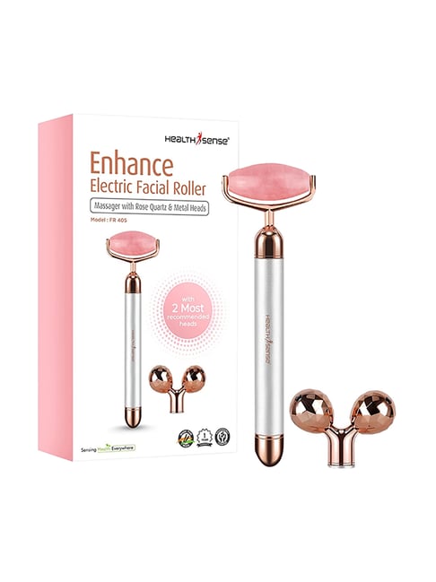 healthsense enhance fr405 electric facial roller massager (pink and silver)