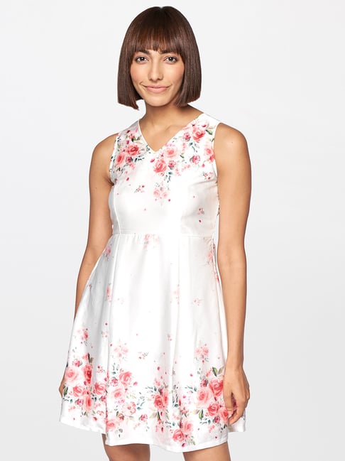 AND White Floral Print Dress Price in India