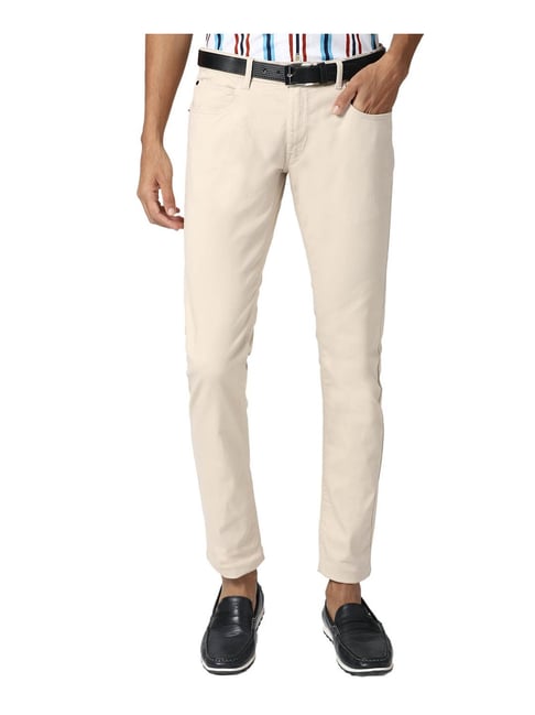 Peter England Beige Slim Fit Trousers