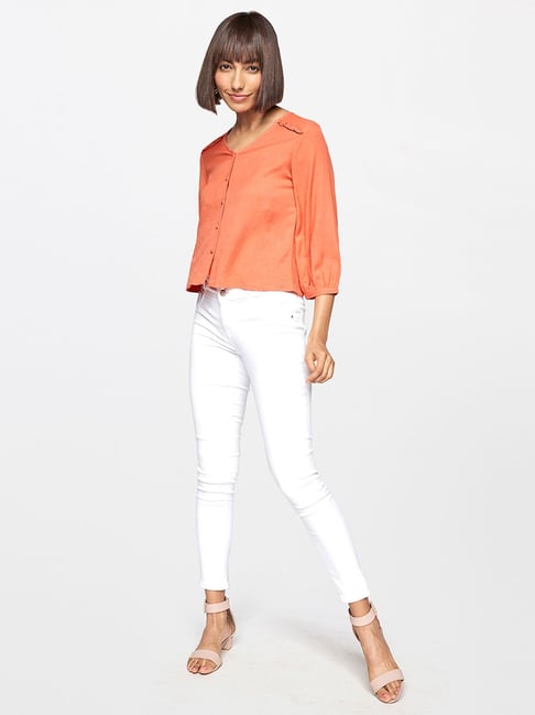 Salt Attire Orange Button Down Shirt