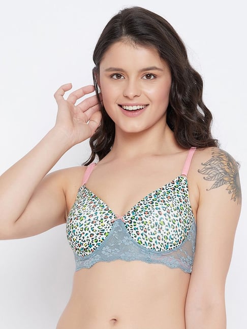 Women's Lace & Net Non Padded Non-Wired Regular Bra In Multicolor