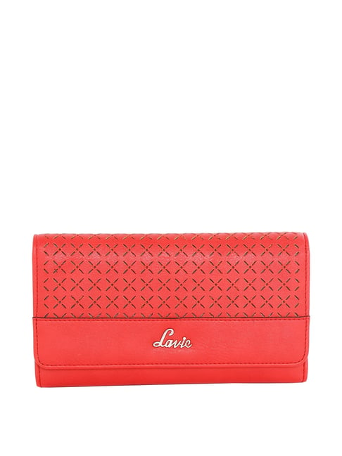 Lavie Baya Lw Tf Cs Red Cut Work Tri-Fold Wallet for Women