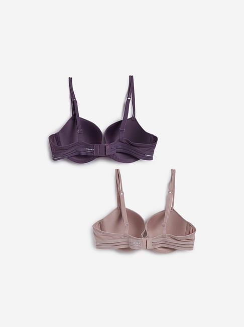 Wunderlove by Westside Purple Underwired Bras Set of Two