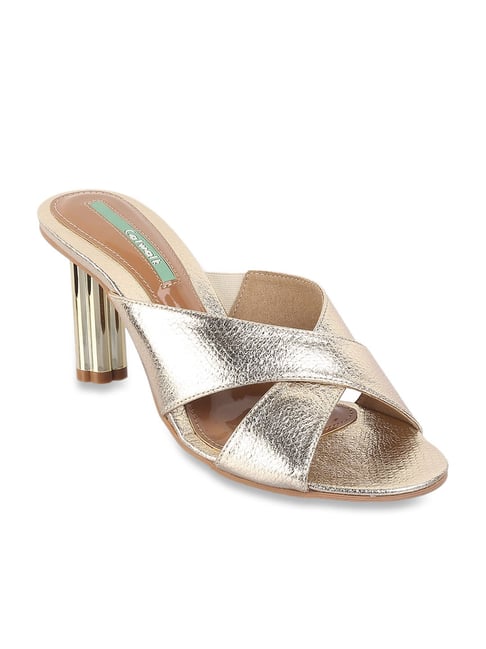 Buy Gold-Toned Heeled Sandals for Women by CATWALK Online | Ajio.com