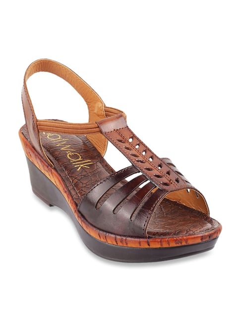 Catwalk Women's Brown Sling Back Wedges