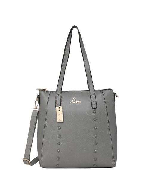 Lavie Karrie Md Grey Rivets Medium Tote Handbag Price in India