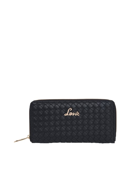 Lavie Bot  Pro Black Textured Zip Around Wallet for Women