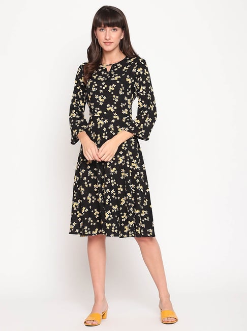 The Vanca Black Printed Dress