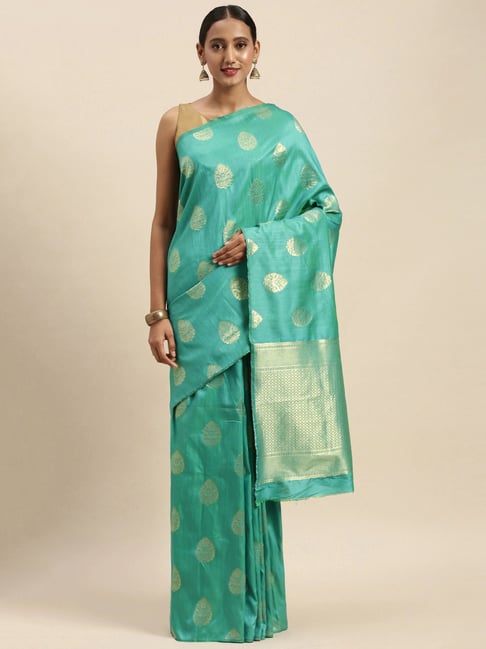 Sharaa Ethnics Green Kanjeevaram Saree With Blouse Price in India