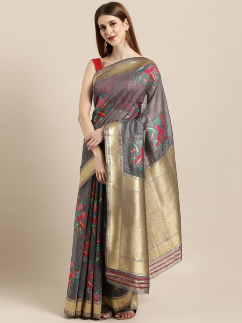 Sharaa Ethnics Green Chanderi Saree With Blouse Price in India