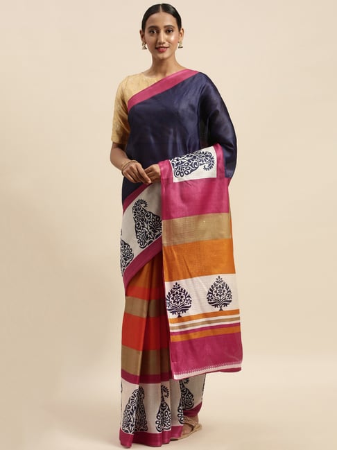 Sharaa Ethnics Pink Bhagalpuri Saree With Blouse Price in India