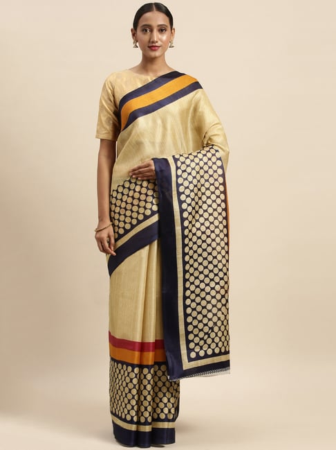 Sharaa Ethnics Blue Bhagalpuri Saree With Blouse Price in India