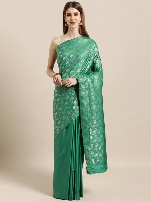 Sharaa Ethnics Green Kanjeevaram Saree With Blouse Price in India