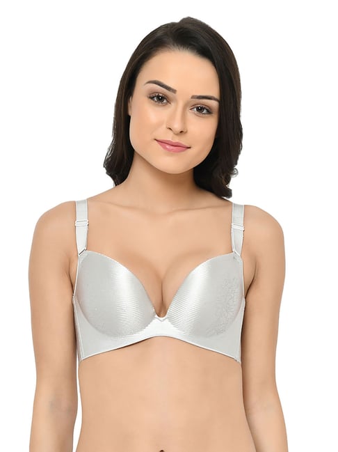 PARKHA Grey Non Wired Padded Plunge Bra Price in India