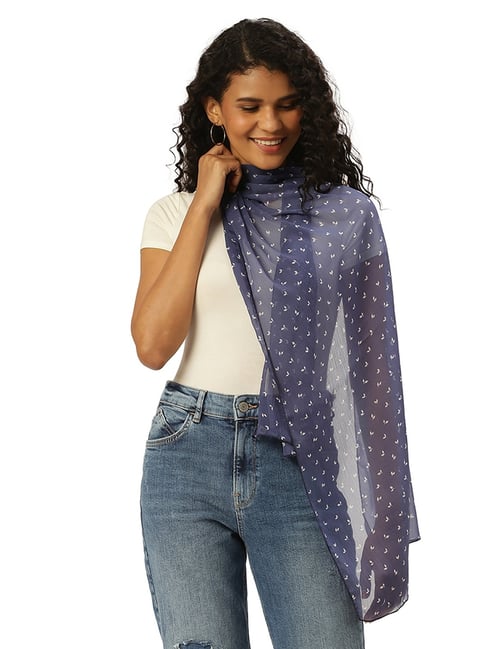 Trend Arrest Blue Printed Scarf