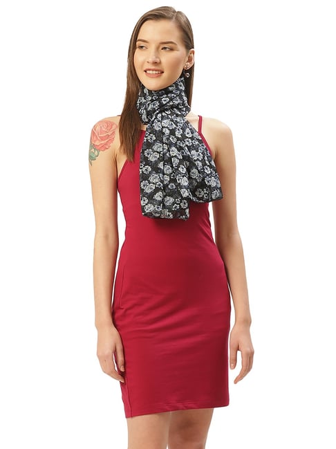 Trend Arrest Black Floral Print Scarf