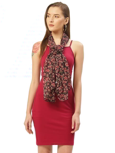 Trend Arrest Black Floral Print Scarf