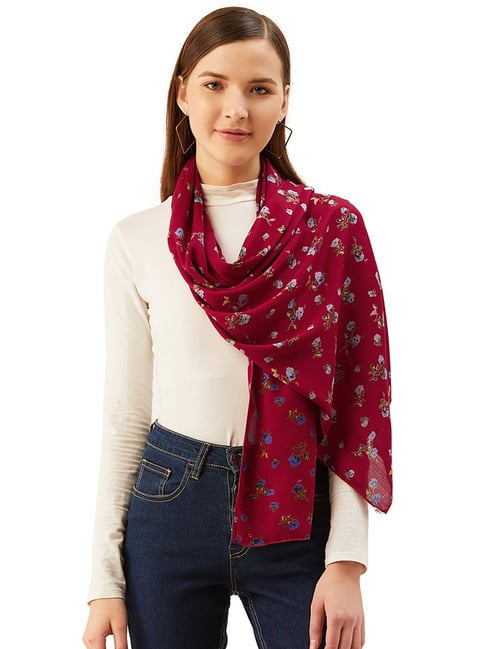 Buy Trend Arrest Red Floral Print Scarf for Women Online Tata CLiQ