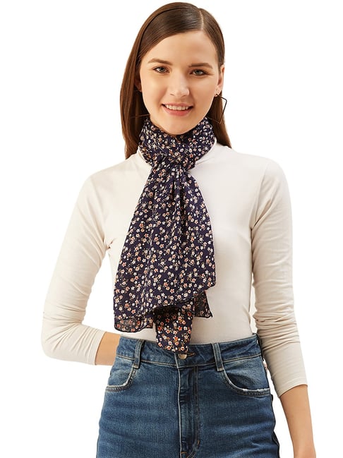 Trend Arrest Blue Floral Print Scarf