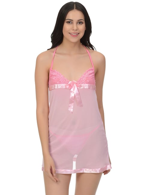 Mod & Shy Pink Lace Babydoll With G String-picture-22