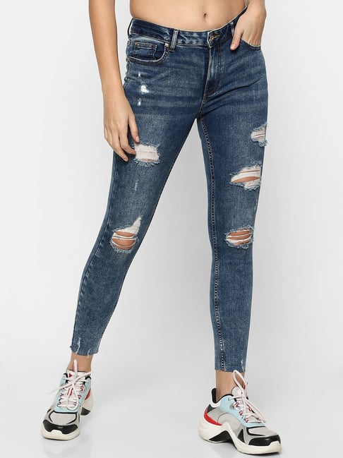 Only Medium Blue Distressed Jeans