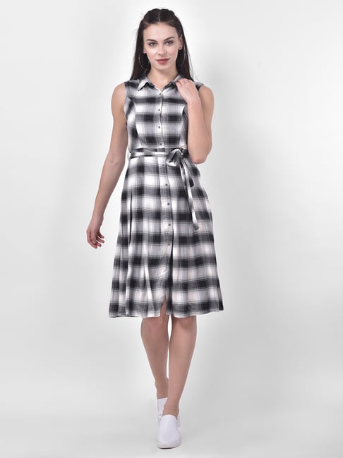 Latin Quarters Black Checks Shirt Dress Price in India