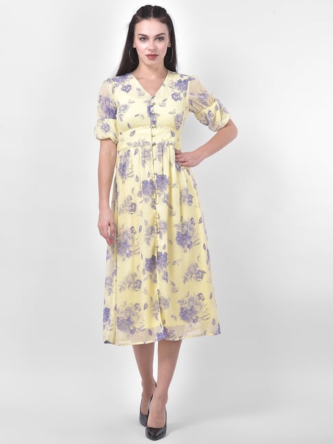 Latin Quarters Yellow Floral Print Dress