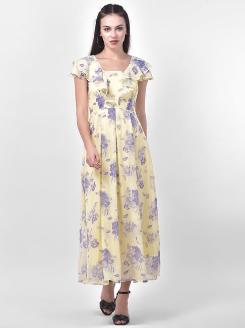 Latin Quarters Yellow Floral Print Dress Price in India