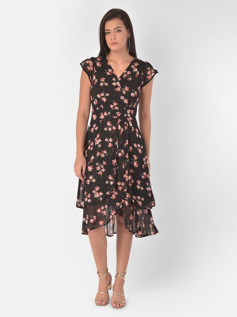 Latin Quarters Black Floral Print Dress Price in India