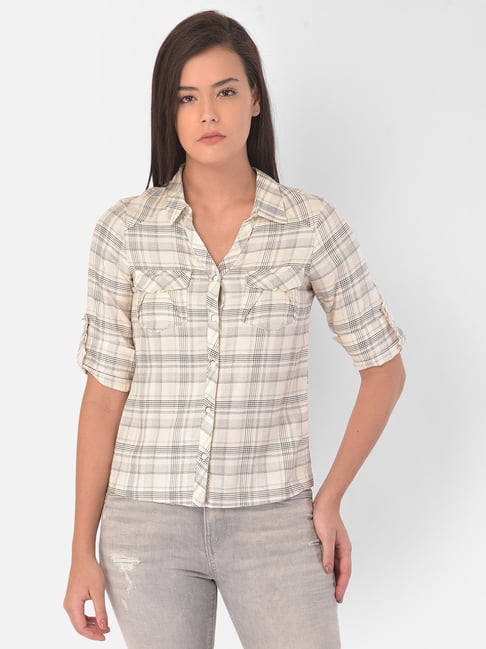 Latin Quarters White Checks Shirt Price in India