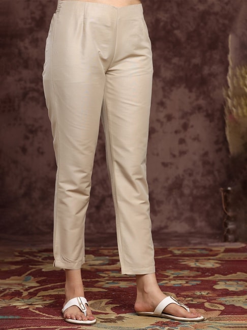 Solid Off-White Straight Pant – Imara