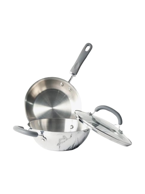 Meyer Trivantage Silver Stainless Steel with Interchangeable Glass Lid Cookware Set of - 3-picture-45