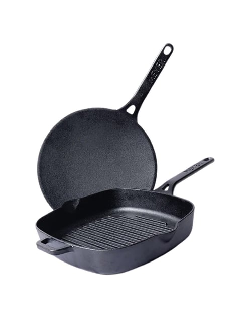 Meyer Cast Iron 2pcs Set - 25cm Grill Pan + 26cm Roti Tawa-picture-13