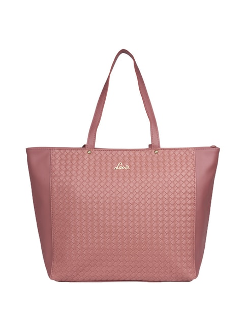 Lavie Nova LG Pink Textured Medium Tote Handbag Price in India