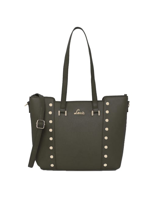 Lavie Xoth EW Olive Green Rivets Medium Tote Handbag Price in India