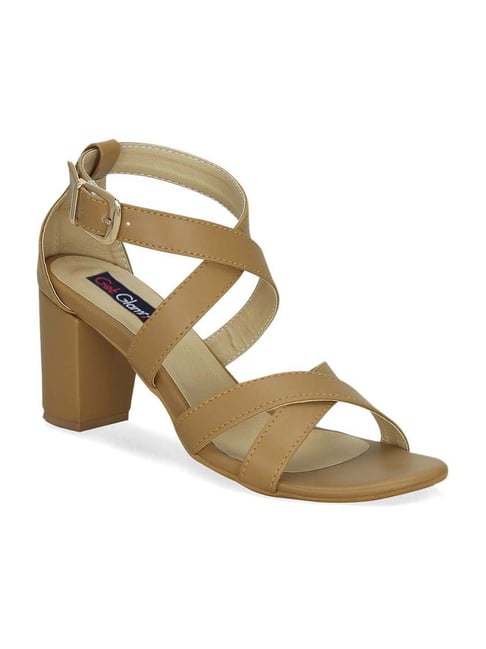 Get Glamr Women's Beige Ankle Strap Sandals