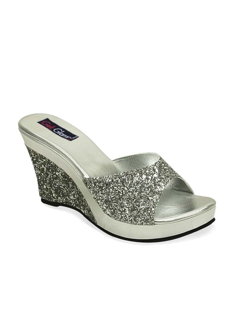 Get Glamr Women's Silver Casual Wedges