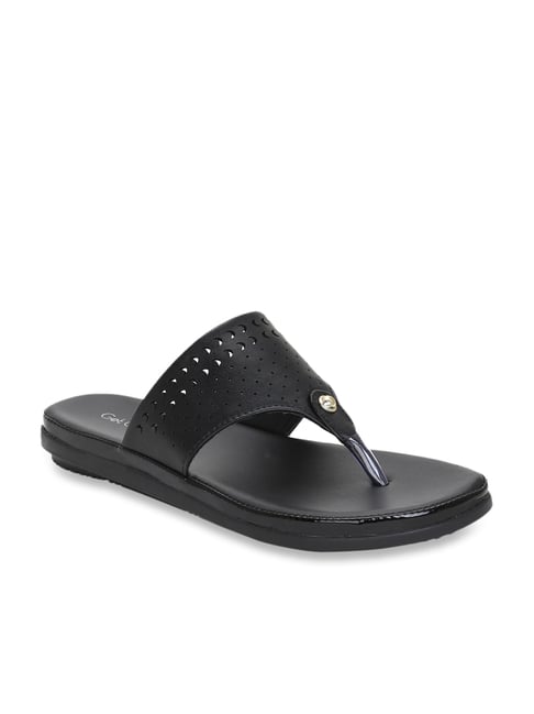 Get Glamr Women's Black Thong Sandals