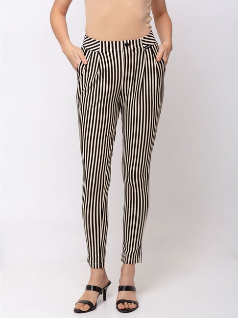 Buy Arrow Oxford Weave Vertical Stripe Formal Trousers - NNNOW.com