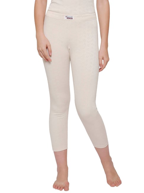 Buy BODYCARE INSIDER Women Beige Solid Cotton Thermal Bottoms