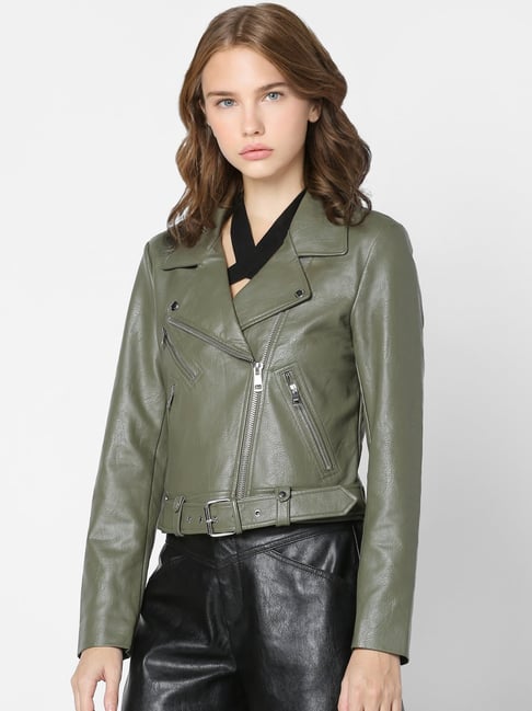 Buy Leather Elite Men's Faux Leather Jacket (Army Colour Green, XS) at  Amazon.in