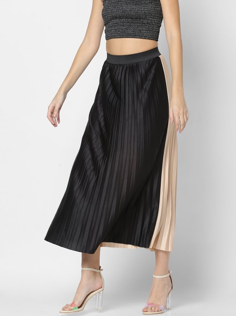 Only Black & Beige Maxi Skirt Price in India