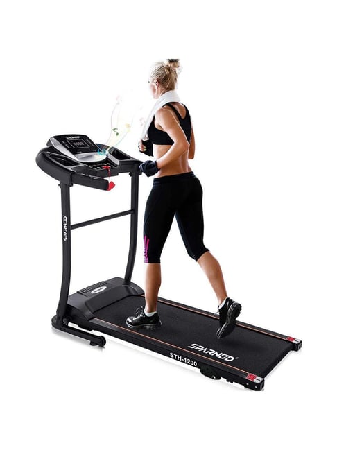 Sparnod Fitness Black STH-1200 3 HP Peak Automatic Foldable Motorized Treadmill for Home-Sparnod Fitness-Footwear-TATA CLIQ