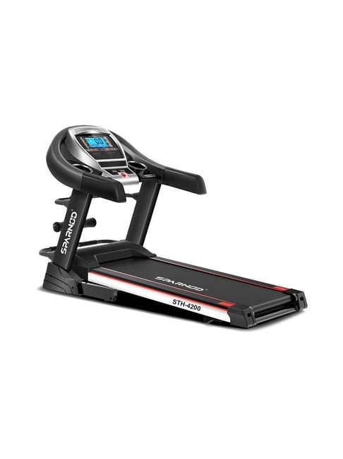 Sparnod Fitness Black STH-4200 4.5HP Peak Automatic Foldable Treadmill with Auto-Incline for Home-Sparnod Fitness-Footwear-TATA CLIQ