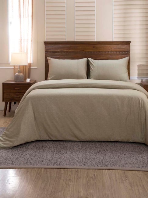 Maspar Beige & White Cotton 300 TC Duvet Cover Set-picture-18