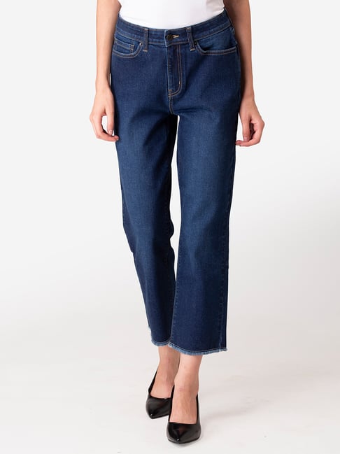 Mode by Red Tape Dark Blue Straight Fit High Rise Jeans