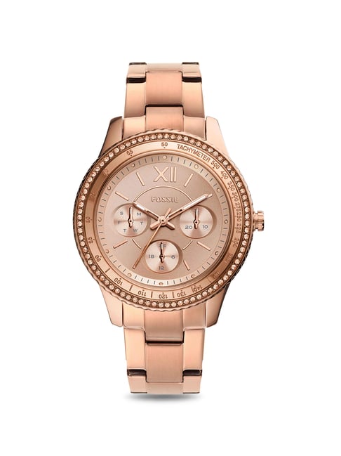 Fossil pink 2025 gold watch